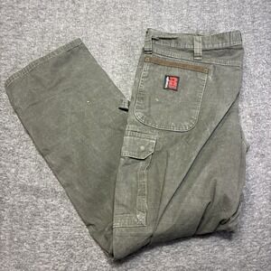 VTG Wrangler Riggs Workwear Pants Mens 42x32 Green Relaxed Rip-Stop Carpenter